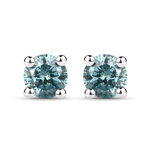 Earrings-0.29 Carat Genuine Blue Diamond 14K White Gold Earrings (I1-I2)