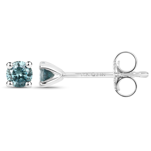0.29 Carat Genuine Blue Diamond 14K White Gold Earrings (I1-I2)
