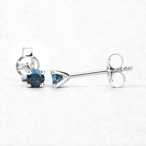 0.38 Carat Genuine Blue Diamond 14K White Gold Earrings (I1-I2)
