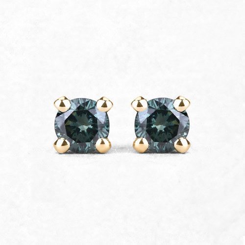0.20 Carat Genuine Green Diamond 14K Yellow Gold Earrings (I1-I2)