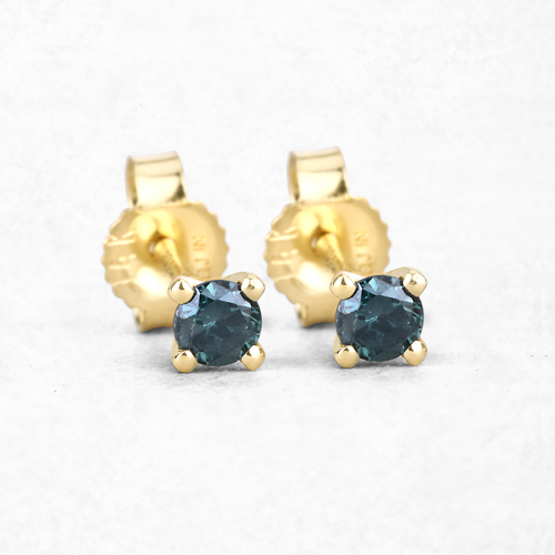 0.20 Carat Genuine Green Diamond 14K Yellow Gold Earrings (SI1-SI2)
