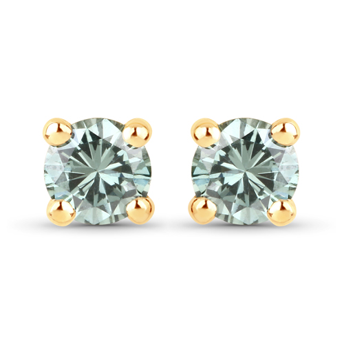 Earrings-0.23 Carat Genuine Green Diamond 14K Yellow Gold Earrings (SI1-SI2)