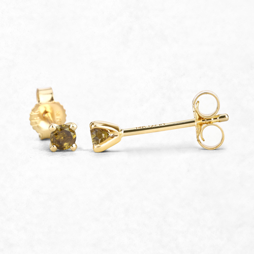 0.23 Carat Genuine Yellow Diamond 14K Yellow Gold Earrings ( I1-I2 )