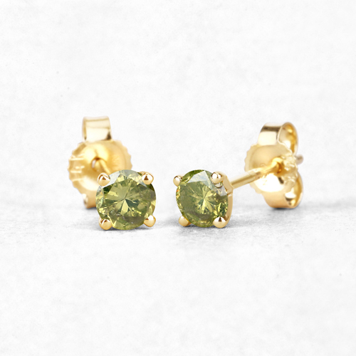 0.34 Carat Genuine Yellow Diamond 14K Yellow Gold Earrings ( I1-I2 )