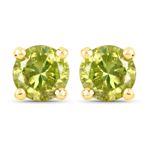 Earrings-0.34 Carat Genuine Yellow Diamond 14K Yellow Gold Earrings (SI1-SI2)