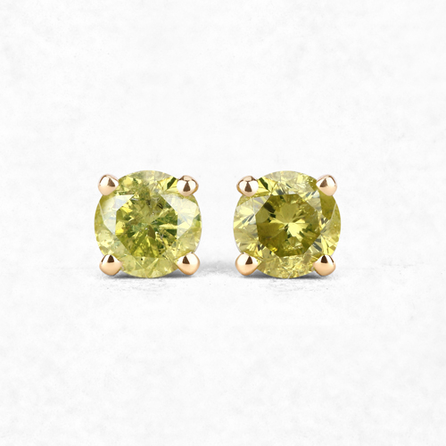 0.39 Carat Genuine Yellow Diamond 14K Yellow Gold Earrings (SI1-SI2)