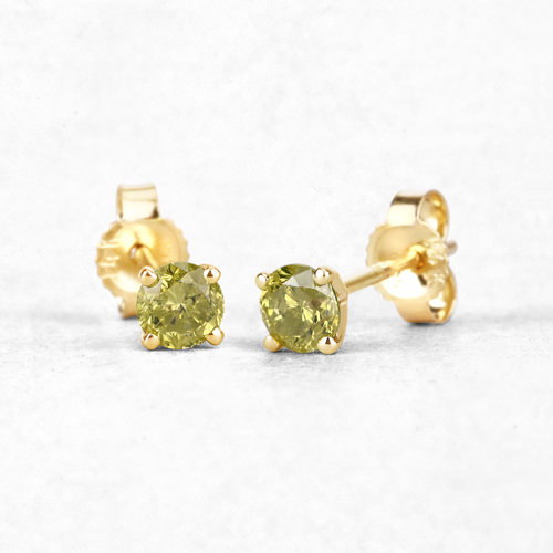 0.39 Carat Genuine Yellow Diamond 14K Yellow Gold Earrings (SI1-SI2)