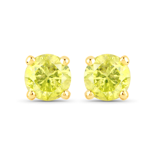 Earrings-0.39 Carat Genuine Yellow Diamond 14K Yellow Gold Earrings (SI1-SI2)
