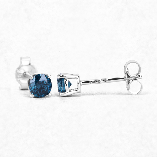 0.52 Carat Genuine Blue Diamond 14K White Gold Earrings ( I1-I2 )