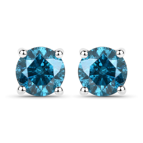 Earrings-0.52 Carat Genuine Blue Diamond 14K White Gold Earrings ( I1-I2 )