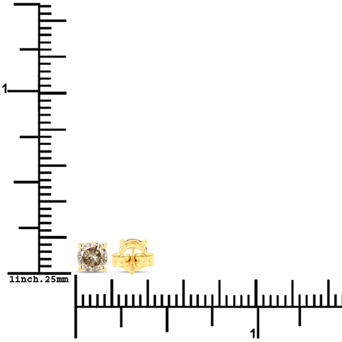 0.65 Carat Genuine Champagne Diamond 14K Yellow Gold Earrings (SI1-SI2)