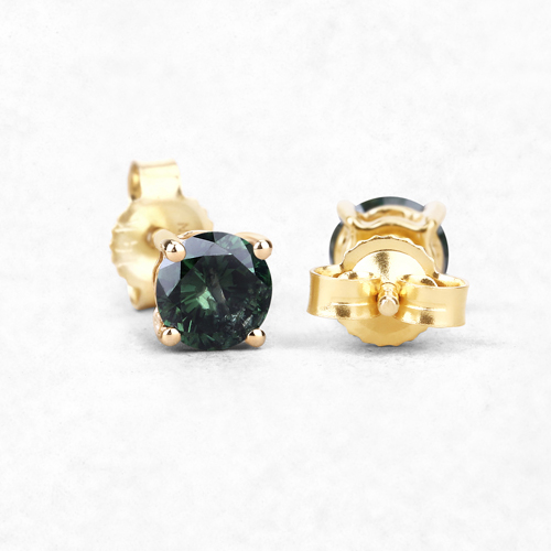 0.95 Carat Genuine Green Diamond 14K Yellow Gold Earrings (I1-I2)