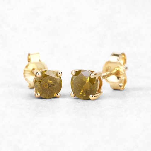 1.01 Carat Genuine Yellow Diamond 14K Yellow Gold Earrings (I1-I2)