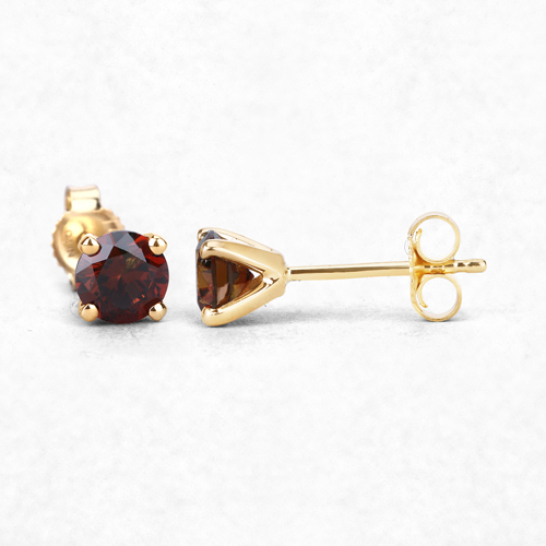 1.06 Carat Genuine Red Diamond 14K Yellow Gold Earrings (SI1-SI2)