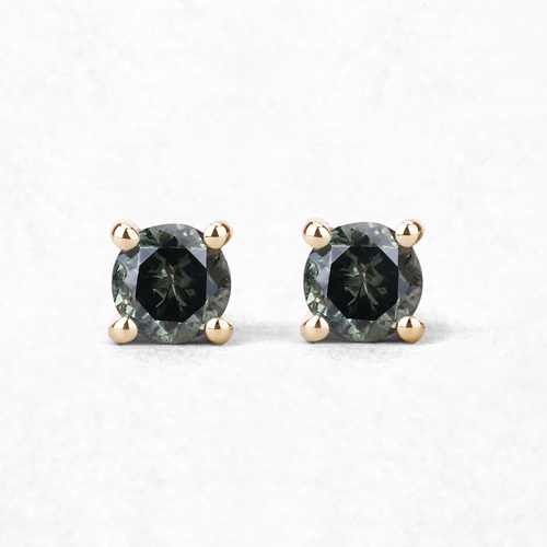 0.30 Carat Genuine Green Diamond 14K Yellow Gold Earrings (SI1-SI2)