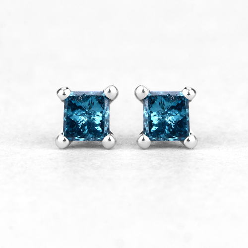 0.25 Carat Genuine Blue Diamond 14K White Gold Earrings (I1-I2)