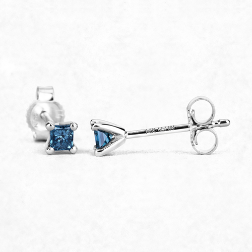 0.25 Carat Genuine Blue Diamond 14K White Gold Earrings (I1-I2)