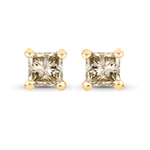 Earrings-0.31 Carat Genuine Champagne Diamond 14K Yellow Gold Earrings (I1-I2)