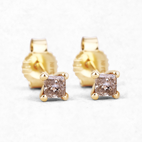 0.31 Carat Genuine Champagne Diamond 14K Yellow Gold Earrings (SI1-SI2)