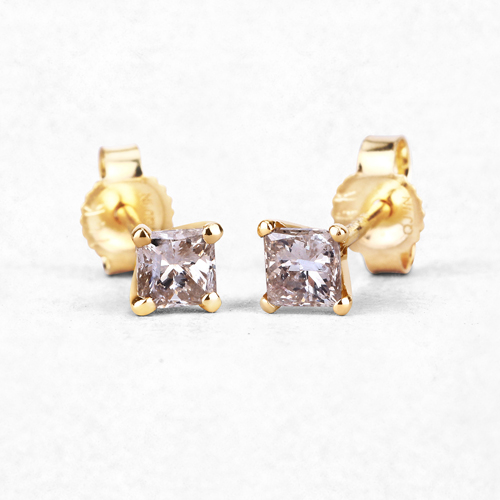 0.43 Carat Genuine Champagne Diamond 14K Yellow Gold Earrings (SI1-SI2)