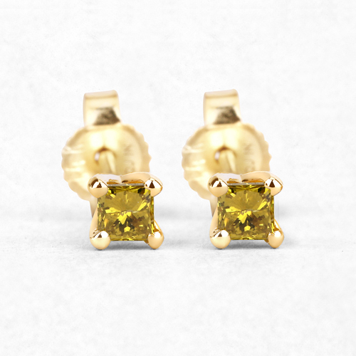 0.25 Carat Genuine Yellow Diamond 14K Yellow Gold Earrings (I1-I2)