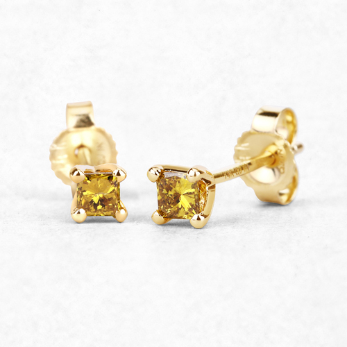 0.25 Carat Genuine Yellow Diamond 14K Yellow Gold Earrings (I1-I2)
