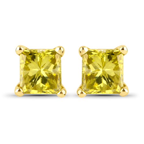 Earrings-0.46 Carat Genuine Yellow Diamond 14K Yellow Gold Earrings (SI1-SI2)