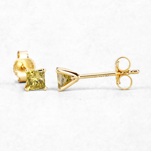 0.46 Carat Genuine Yellow Diamond 14K Yellow Gold Earrings (SI1-SI2)