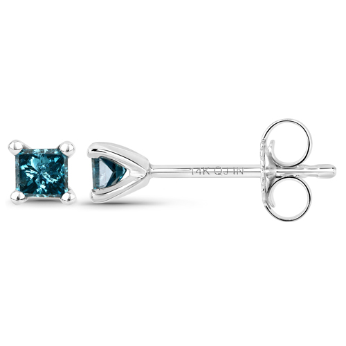 0.58 Carat Genuine Blue Diamond 14K White Gold Earrings (SI1-SI2)