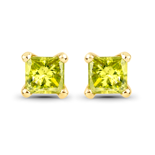 Earrings-0.60 Carat Genuine Yellow Diamond 14K Yellow Gold Earrings ( SI1-SI2 )