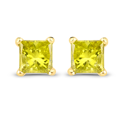 Earrings-0.80 Carat Genuine Yellow Diamond 14K Yellow Gold Earrings ( I1-I2 )