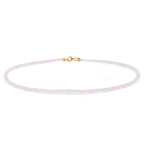 14K Yellow Gold Plated 60.00 Carat Genuine Morganite .925 Sterling Silver Necklace