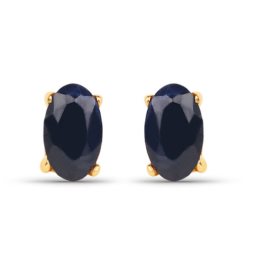 Earrings-0.70 Carat Genuine Black Sapphire 14K Yellow Gold Earrings