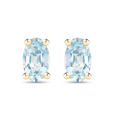 Earrings-0.50 Carat Genuine Blue Topaz 14K Yellow Gold Earrings