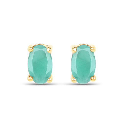 Emerald-0.54 Carat Genuine Emerald 10K Yellow Gold Earrings