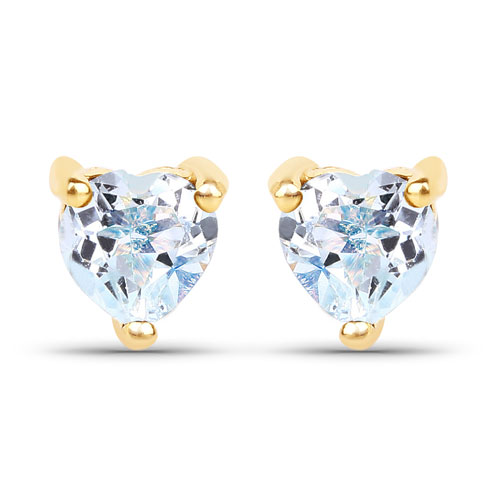 Earrings-0.70 Carat Genuine Blue Topaz 14K Yellow Gold Earrings