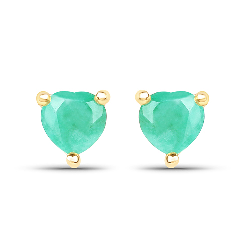 Emerald-0.50 Carat Genuine Emerald 10K Yellow Gold Earrings