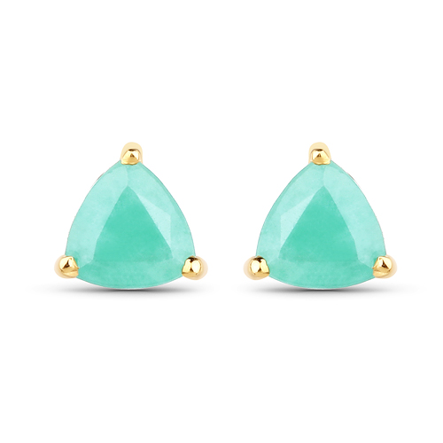Emerald-0.50 Carat Genuine Emerald 10K Yellow Gold Earrings