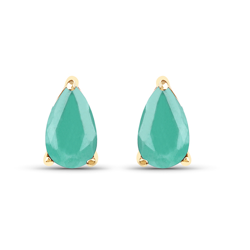 Emerald-0.44 Carat Genuine Emerald 10K Yellow Gold Earrings