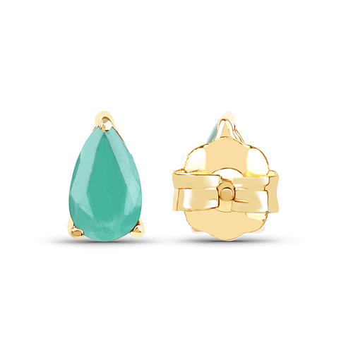 0.44 Carat Genuine Emerald 10K Yellow Gold Earrings