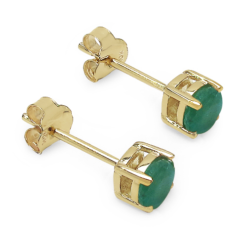 0.50 Carat Genuine Emerald 10K Yellow Gold Earrings