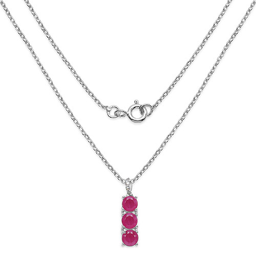 0.92 Carat Genuine Ruby and White Diamond .925 Sterling Silver Pendant