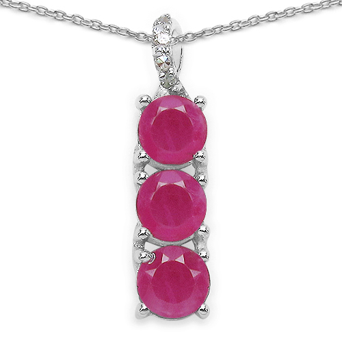 Ruby-0.92 Carat Genuine Ruby and White Diamond .925 Sterling Silver Pendant