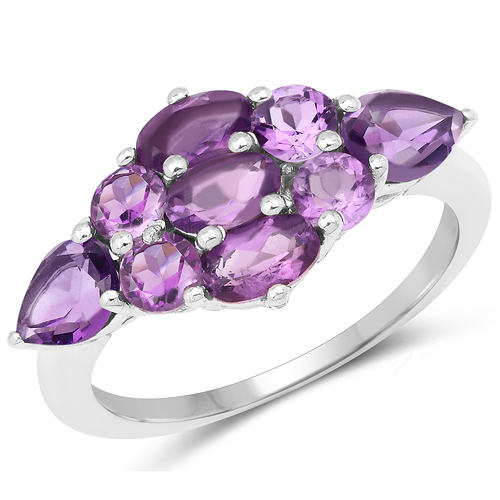 3.85 Carat Genuine Amethyst and White Topaz .925 Sterling