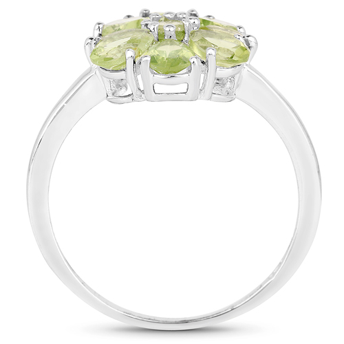 1.43 Carat Genuine Peridot .925 Sterling Silver Ring