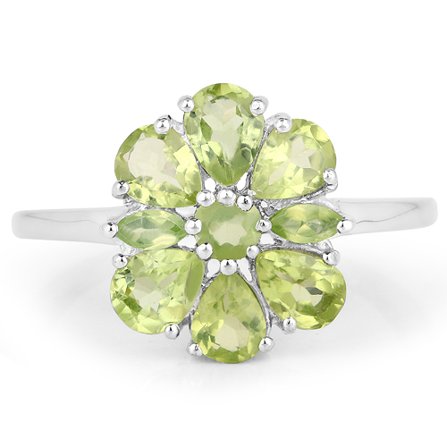 1.43 Carat Genuine Peridot .925 Sterling Silver Ring