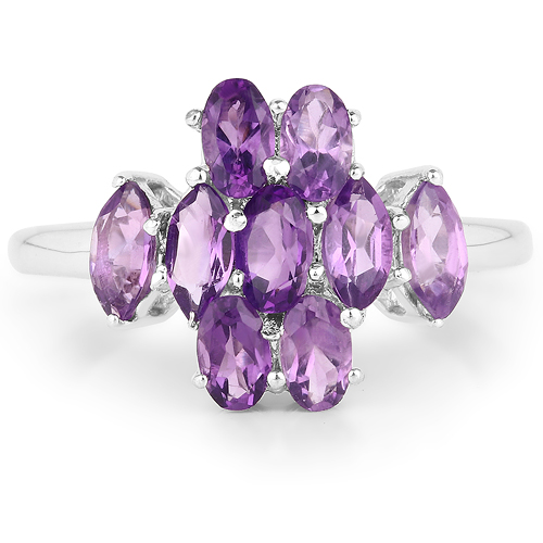 2.33 Carat Genuine Amethyst .925 Sterling Silver Ring