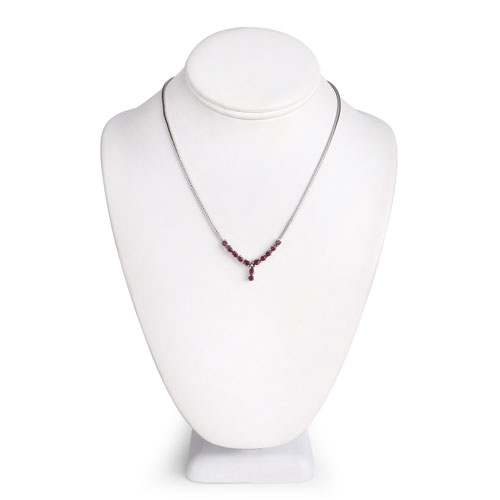 2.41 Carat Genuine Ruby and White Diamond .925 Sterling Silver Necklace