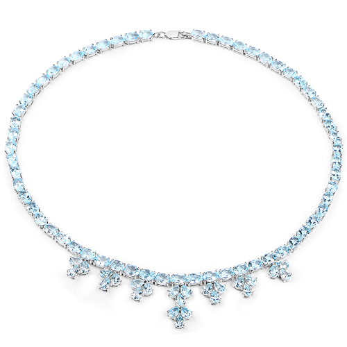 69.47 Carat Genuine Blue Topaz .925 Sterling Silver Necklace