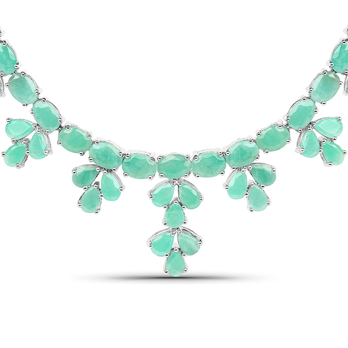 Emerald-55.24 Carat Genuine Emerald .925 Sterling Silver Necklace